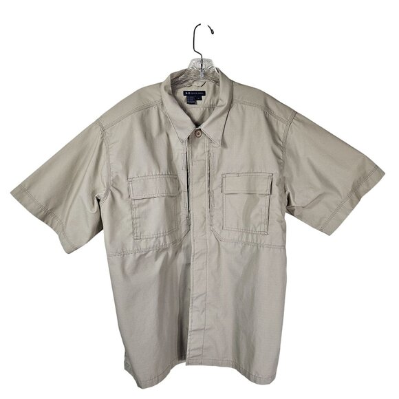5.11 Tactical Series Beige Ripstop Short Sleeve Shirt XL Rugged Utility Active - Picture 1 of 12